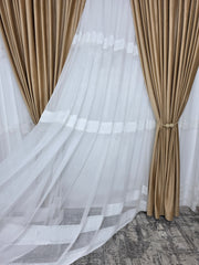 Perdea ivoire din material plin ca textura, bamboo cu broderie crem model Milo