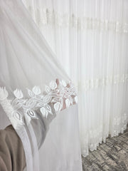 Perdea ivoire din material plin ca textura, bamboo cu broderie crem model Taz