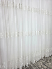 Perdea ivoire din material plin ca textura, bamboo cu broderie crem model Taz