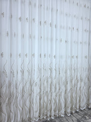 Perdea Soare bamboo ivoire cu broderie crem-bej