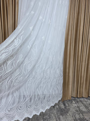 Perdea ivoire din material plin ca textura, bamboo cu broderie crem model Soare
