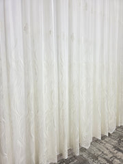Perdea ivoire din material plin ca textura, bamboo cu broderie crem model Soare