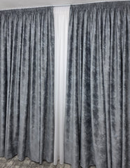 Colectia Santorini: Perdea alba cu sclipici și Draperie Catifea Gri tip vopsea pensulata si insertii aurii