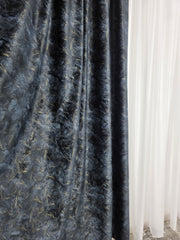 Draperie Santorini din Catifea neagra tip vopsea pensulata si insertii aurii