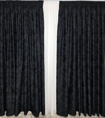 Draperie Santorini din Catifea neagra tip vopsea pensulata si insertii aurii