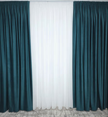 Draperie Amsterdam din catifea verde turcoaz tip velura
