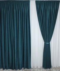 Draperie Amsterdam din catifea verde turcoaz tip velura