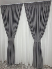 Draperie Simpla Gri Fumuriu Blackout 90% – Draperie eleganta pentru living si dormitor in nuante alb, crem, bej si gri, confectionata pe comanda