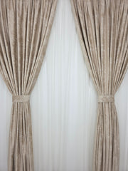 Set Perdea Crem și Draperie Catifea Crem cu Inserții Argintii – Perfect pentru Livinguri Elegante în Nuanțe Crem, Bej sau Alb