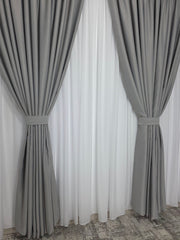 Draperie simpla gri deschis blackout Ideala pentru dormitoare si livinguri moderne in culori albe, gri si crem
