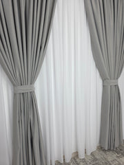 Draperie simpla gri deschis blackout Ideala pentru dormitoare si livinguri moderne in culori albe, gri si crem