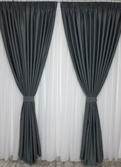 Draperie simpla gri inchis blackout 80% Ideala pentru Living Modern Si Dormitor In Culori Albe,Crem Sau Gri