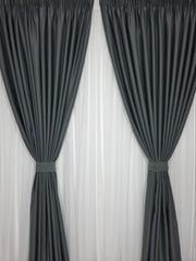Draperie simpla gri inchis blackout 80% Ideala pentru Living Modern Si Dormitor In Culori Albe,Crem Sau Gri