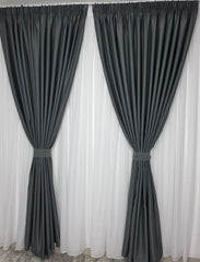 Draperie simpla gri inchis blackout 80% Ideala pentru Living Modern Si Dormitor In Culori Albe,Crem Sau Gri