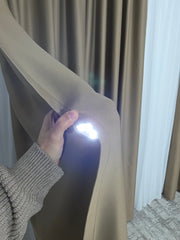Colectia Blackout Varianta 306 Perdea Alba Voal Premium Jorjet si Draperie Simpla Maro Deschis Blackout 80-95% pentru Living si Dormitor in Nuante Crem, Bej si Lemn Natur
