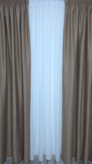 Draperie Simplă Cappuccino Blackout 80% Varianta 110 – Ideală pentru Living și Dormitor în Nuanțe Crem, Bej și Lemn Natur