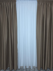 Draperie Simplă Cappuccino Blackout 80% Varianta 110 – Ideală pentru Living și Dormitor în Nuanțe Crem, Bej și Lemn Natur