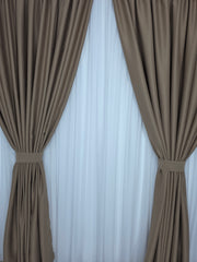 Draperie Simplă Cappuccino Blackout 80% Varianta 110 – Ideală pentru Living și Dormitor în Nuanțe Crem, Bej și Lemn Natur