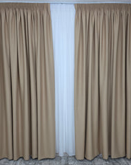 Draperie Crem Cappuccino Blackout 80–90% – Ideală pentru Livinguri sau Dormitoare cu Mobilier Maro