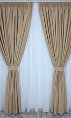 Draperie Crem Cappuccino Blackout 80–90% – Ideală pentru Livinguri sau Dormitoare cu Mobilier Maro