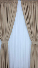 Colectia Blackout Varianta 108 Perdea Alba Voal Premium Jorjet si Draperie Crem Cappuccino Blackout 70-90% pentru Living si Dormitor in Nuante Crem, Bej si Cappuccino