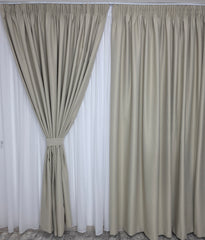 Draperie bej deschis ivoire blackout 80% Ideala pentru Livinguri cu Canapele Crem, Mobilier Maro si Decoruri Bej sau Lemn Natur