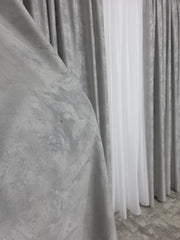 Set Ada: Perdea Voal Premium Jorjet și Draperie Catifea Gri cu Paiete Aurii Blackout 90% – Ideal pentru Living și Dormitor în Nuanțe Crem, Gri și Auriu