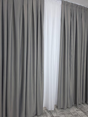 Draperie Gri Varianta 101 Blackout 80-95% pentru Living si Dormitor cu Mobilier Gri si Alb