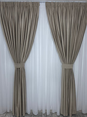 Stoc limitat*Set Stefan– Perdea Voal Premium si  Draperie Catifea Grej pentru Living si Dormitor Modern in Nuante Alb, Gri si Crem, Confectionat la Comanda Casablanca Magazin