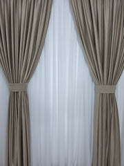 Stoc limitat*Set Stefan– Perdea Voal Premium si  Draperie Catifea Grej pentru Living si Dormitor Modern in Nuante Alb, Gri si Crem, Confectionat la Comanda Casablanca Magazin
