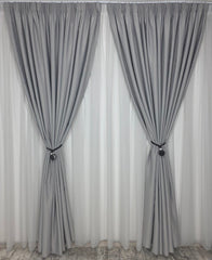 Set Istanbul: Perdea Voal  Gri si Draperie Gri Deschis – Ideal pentru Living si Dormitor in Nuanțe Gri, Alb si Negru