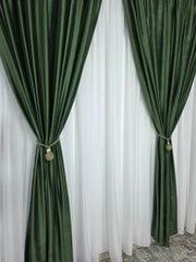 Stoc limitat*Set Edi– Perdea Voal Premium si  Draperie Catifea Verde