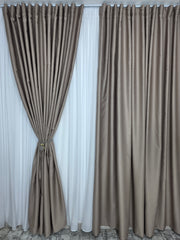 Colectia Hotel: Perdea Simpla Voal Alb si Draperii Crem-Gri-Roze blackout 98%