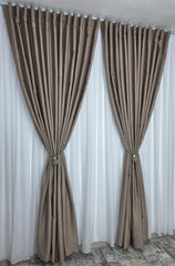 Colectia Hotel: Perdea Simpla Voal Alb si Draperii Crem-Gri-Roze blackout 98%