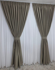 Colectia Hotel: Perdea Simpla Voal Alb si Draperii Cafea cu lapte blackout 98%