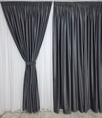 Set Matei: Perdea Premium Voal Alb Jorjet si Draperie Simpla Catifea Gri inchis antracit – Ideal pentru Livinguri si Dormitoare in nuante de alb, gri sau crem – Confectionat pe Comanda Casablanca Magazin