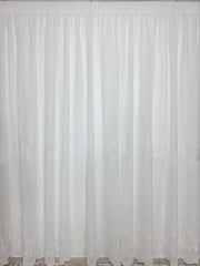 Perdea Gina- material plin ca textura tip in cu flori albe