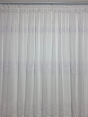 Perdea Evin Scurta din Bamboo Alba cu Broderie – Material Transparent cu Textura Plina – Ideala pentru Bucatarii si Ferestre de pana la 1,80 m – Confectionata pe Comanda Casablanca Magazin