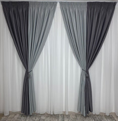Draperie Leo gri deschis cu gri inchis blackout 98%