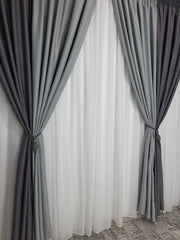 Draperie Leo gri deschis cu gri inchis blackout 98%