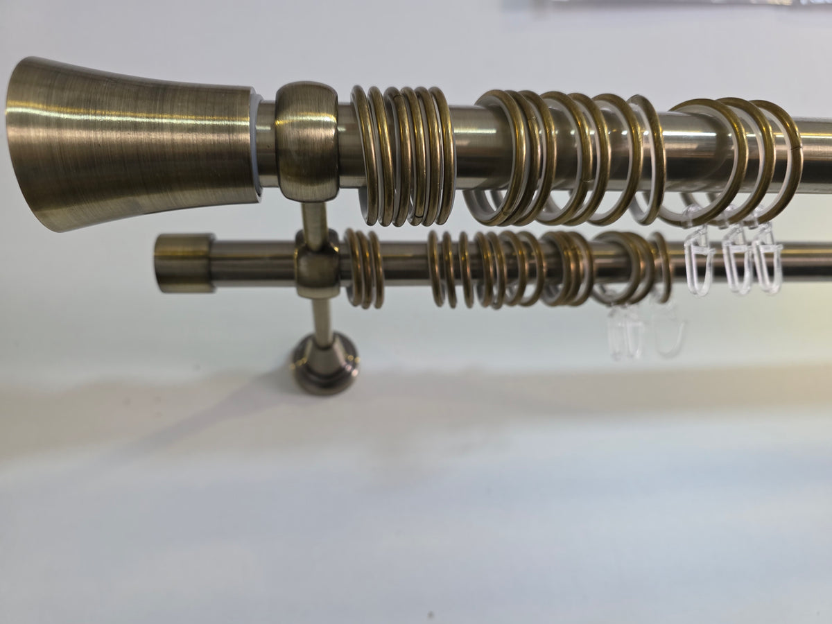 Galerie Atena metal dubla aurie 25+19mm, accesorii incluse, prindere in perete, pentru perdea si draperie