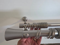 Galerie Spania metal dubla gri-crom 25+19mm, accesorii incluse, prindere in perete, pentru perdea si draperie