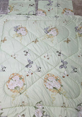 Pilota verde lime model fluturi 180x220cm cu cearșaf si 2 fete de perna dreptunghiulare Cod:D25