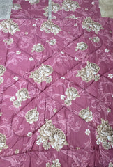 Pilota roz inchis model floral 180x220cm cu cearșaf si 2 fete de perna dreptunghiulare Cod:D29