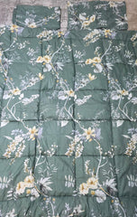 Pilota pentru pat de 2 persoane, model floral verde inchis,180x220cm cu cearșaf si 2 fete de perna dreptunghiulare Cod:D36