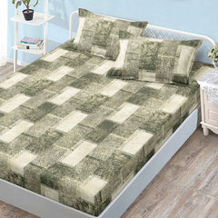 Husa cu elastic din finet pentru saltea 160x200cm + 2 fete perna - grej-crem- D3030