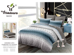 Lenjerie finet, degrade albastru model abstract, cearceaf cu elastic 160/180x200, Cod: B6028