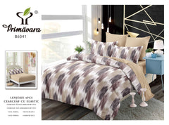 Lenjerie finet, alb negru maro beh, cearceaf cu elastic 160/180x200, Cod: B6041