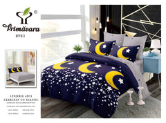 Lenjerie finet, mov cu stelute si luna, cerceaf cu elastic 160/180x200, Cod: B983