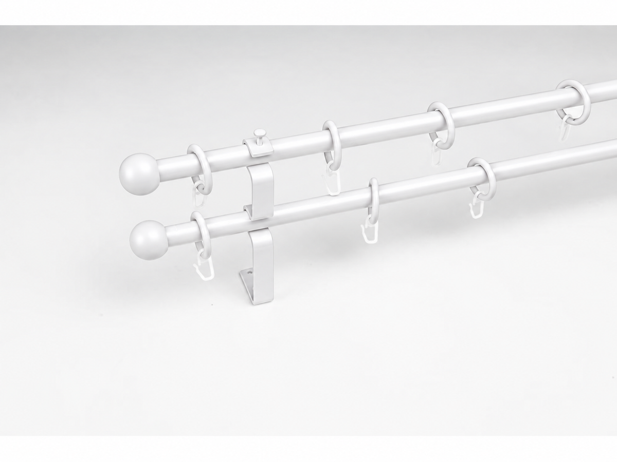 Galerie alba extensibila pentru perdea si draperie, grosime de 19mm extensibila de la 1.20 metri la 2.10 metri